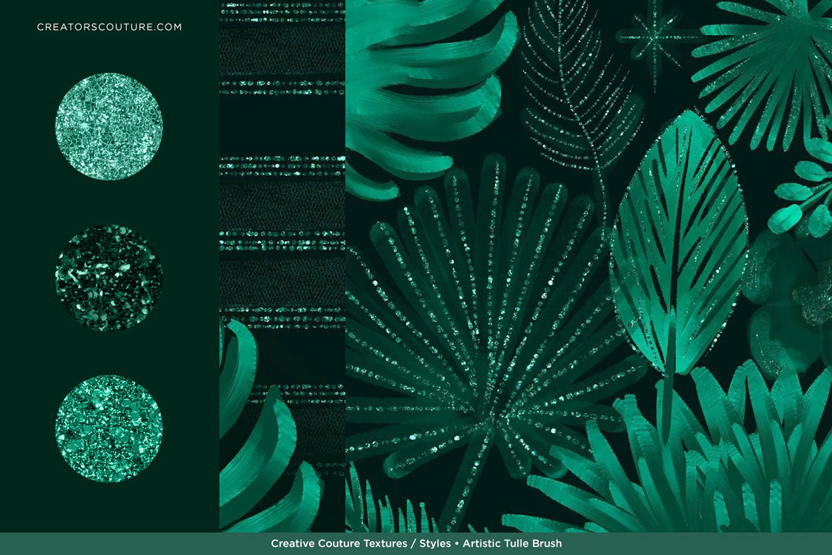 glittery styles applied on tropical illustrations
