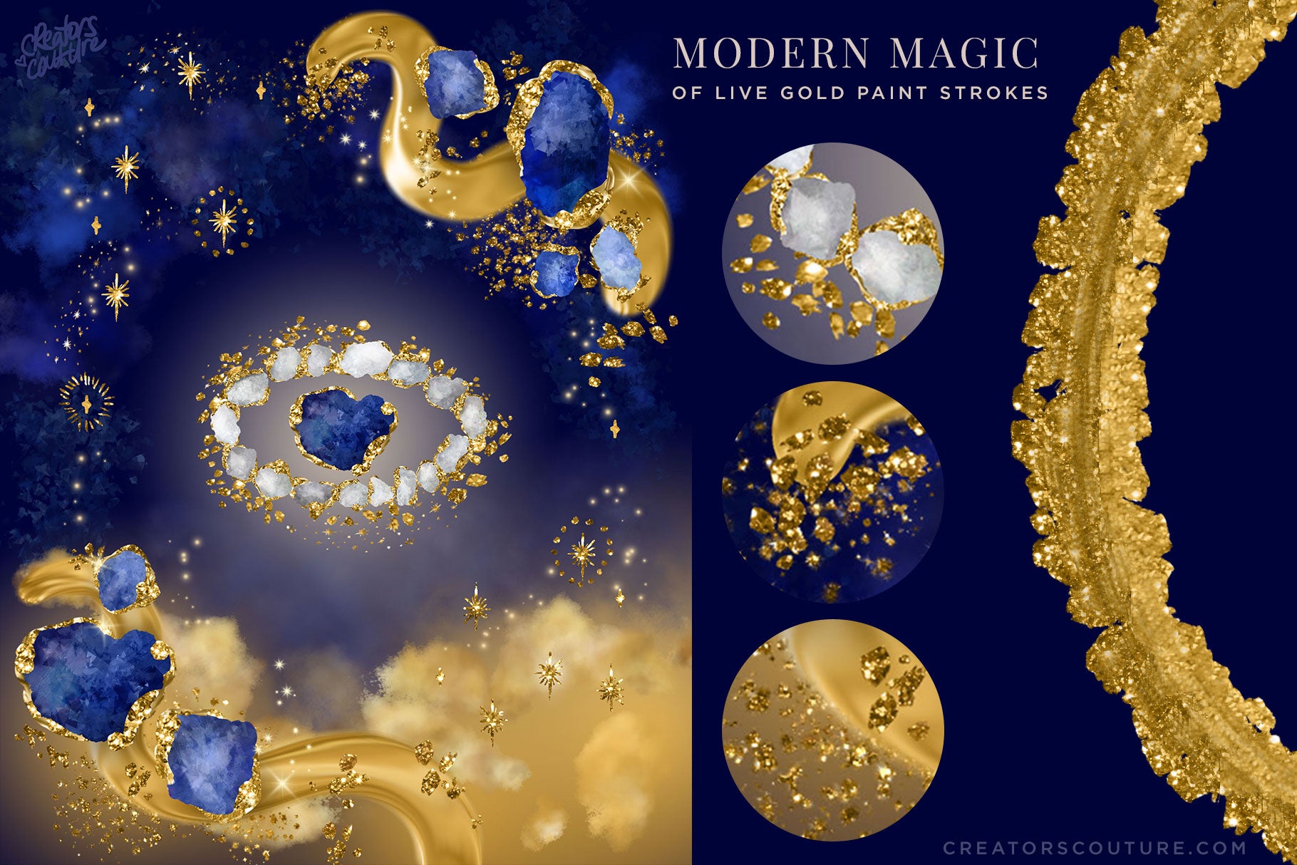 mystical gold paint stroke artwork made with 24k gold photoshop brushes