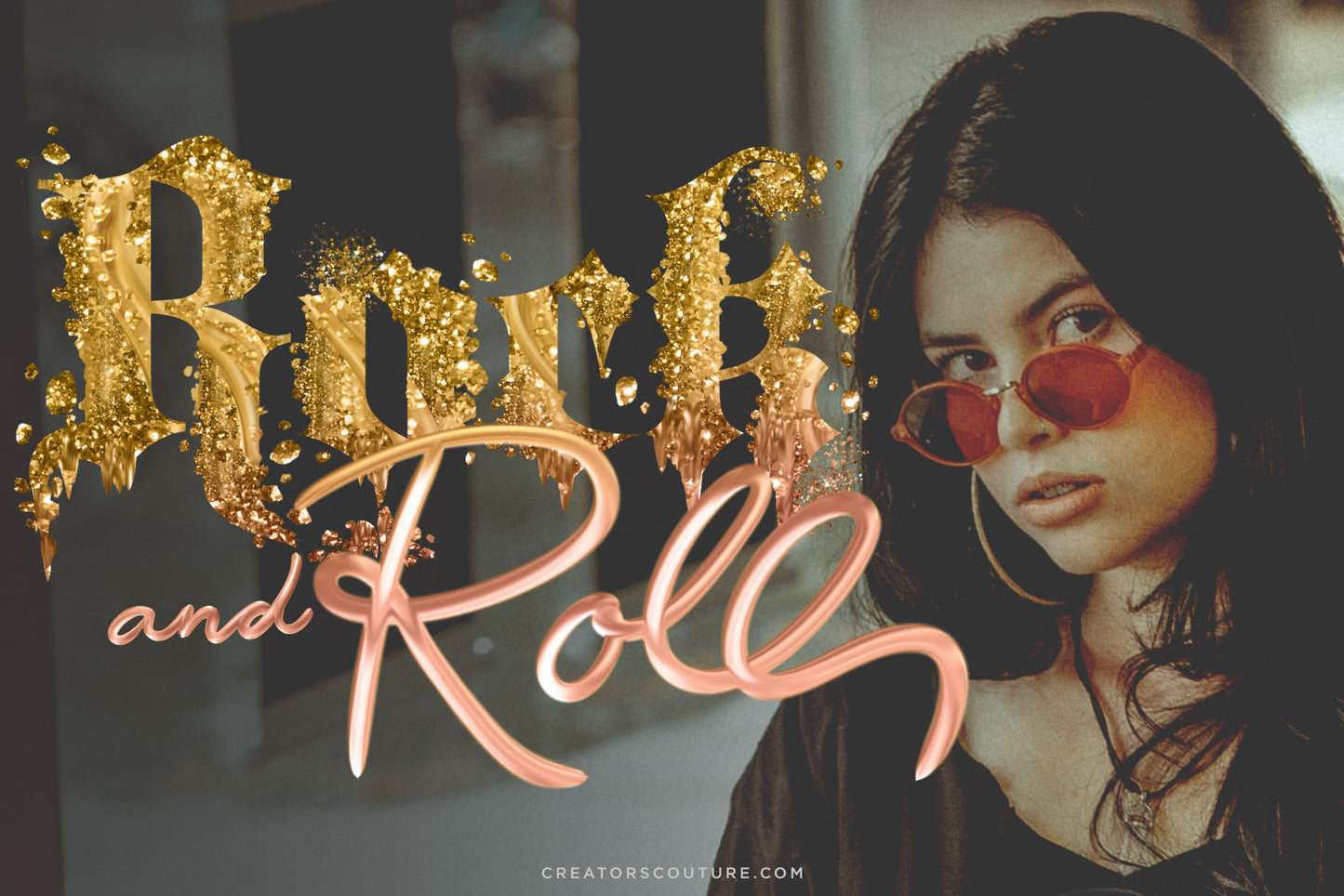 rock and roll gold letters made with photoshop brushes