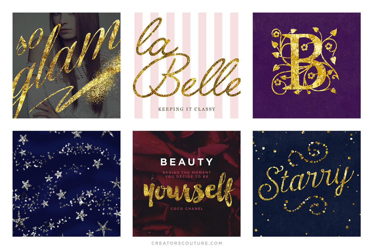 Gold Foil & Metallic Gold Styles & Textures: InstaGLAM for Illustrator