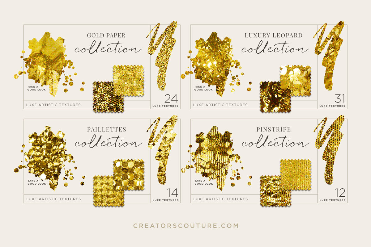 Gold Foil & Metallic Gold Styles & Textures: InstaGLAM for Illustrator