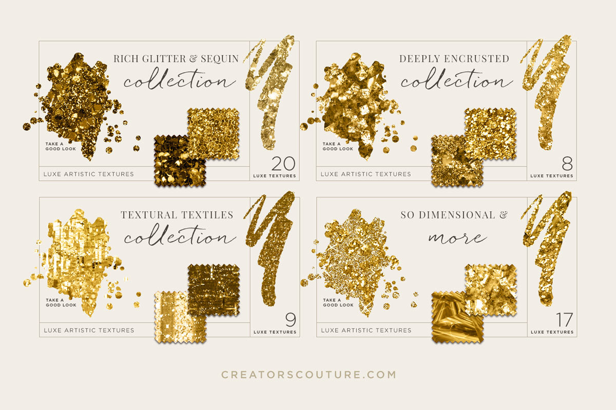 glitter and gold photoshop style swatches