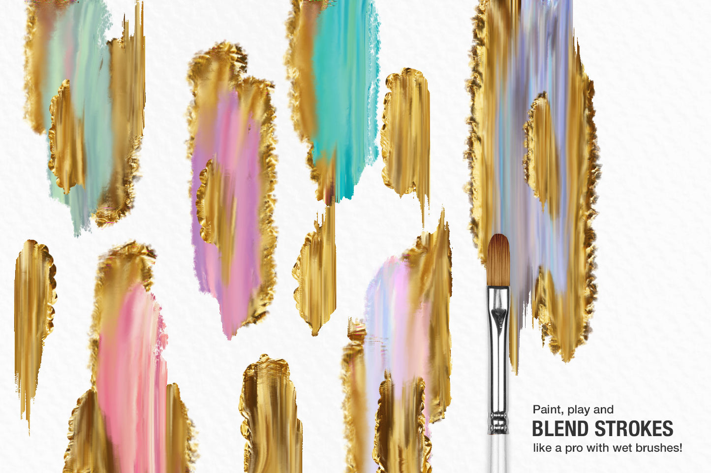 Wet Paint Photoshop Color-Blending Mixer Brushes, liquid painted brush strokes