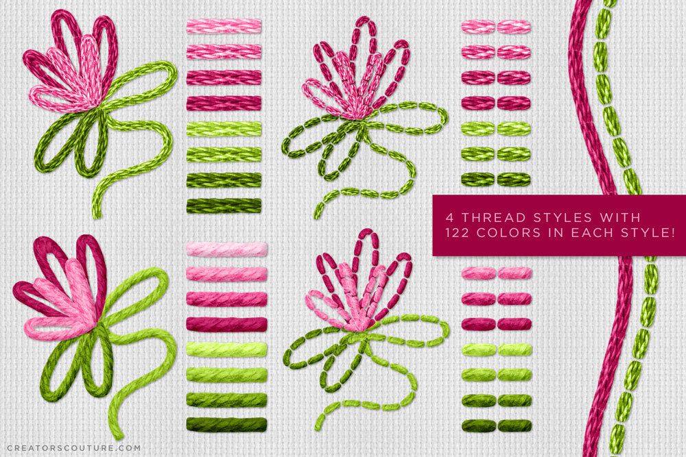 thread layer styles, Illustrator Thread Brushes for a Hand-Embroidered Illustration Effect