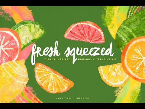 How to use Texture and Pattern Photoshop brushes and Citrus color palettes creative kit
