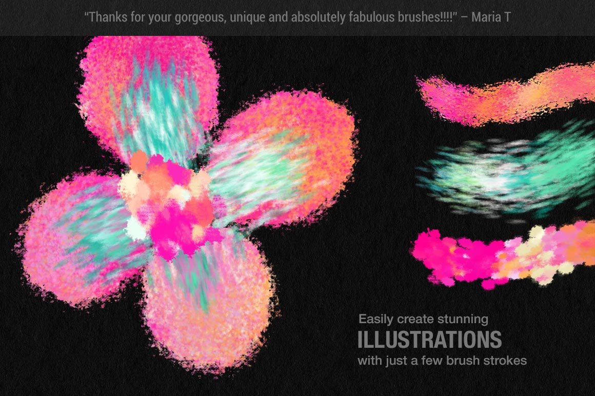Palm Beach Garden Party Color-Blending Watercolor Photoshop Brushes, floral illustration sample