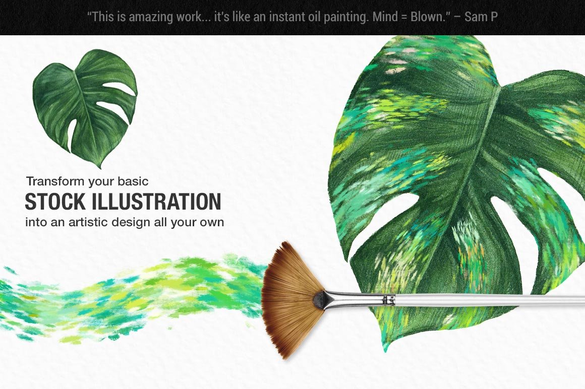 Palm Beach Garden Party Color-Blending Watercolor Photoshop Brushes, stock illustration sample