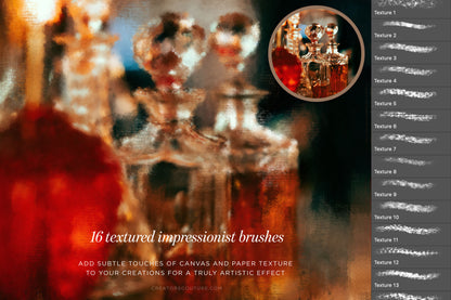impressionist painting effect photoshop brushes, from photo to painting effect, before and after whiskey bottles