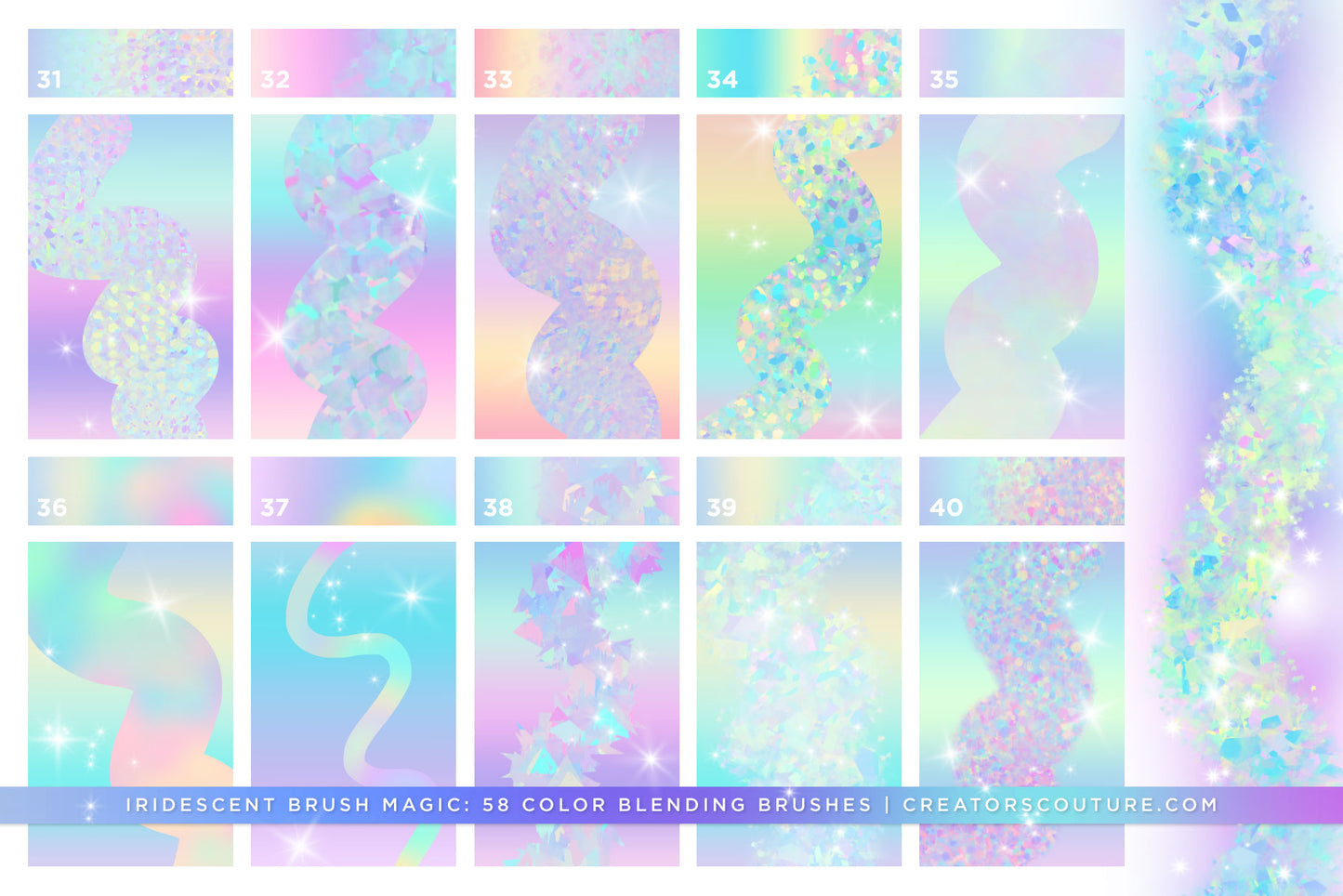 Iridescent & Holographic Photoshop Brushes, Color Palettes, & Effects preview 7