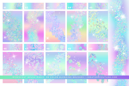 photoshop brushes for instant iridescent and holographic effects and brush strokes, brush preview chart 5