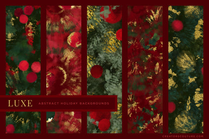 Luxe Christmas: Abstract Holiday Painted Backgrounds, previews 1