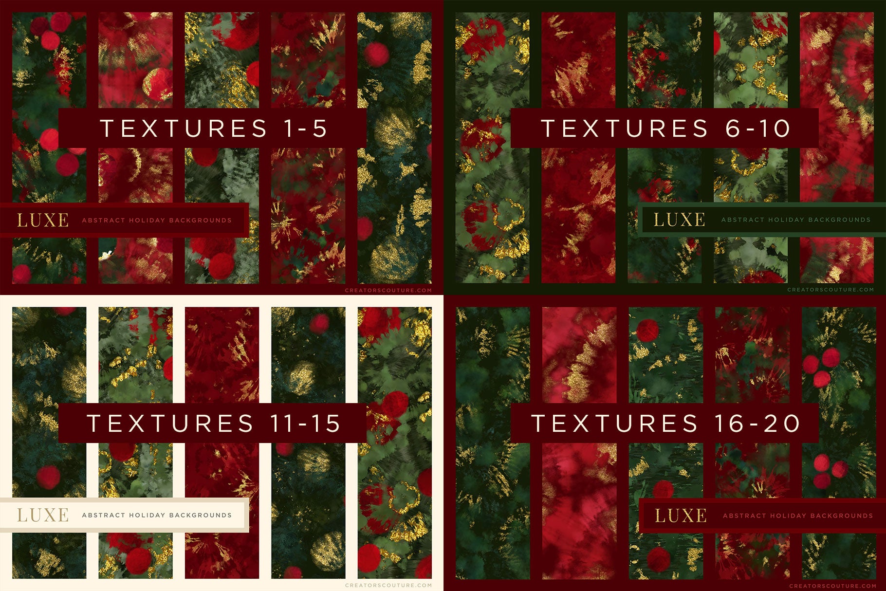 Luxe Christmas: Abstract Holiday Painted Backgrounds, reference chart