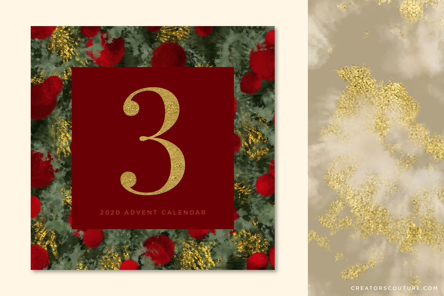 Luxe Christmas: Abstract Holiday Painted Backgrounds, advent calendar instagram post