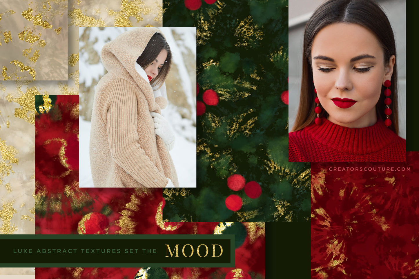 Luxe Christmas: Abstract Holiday Painted Backgrounds, mood board design