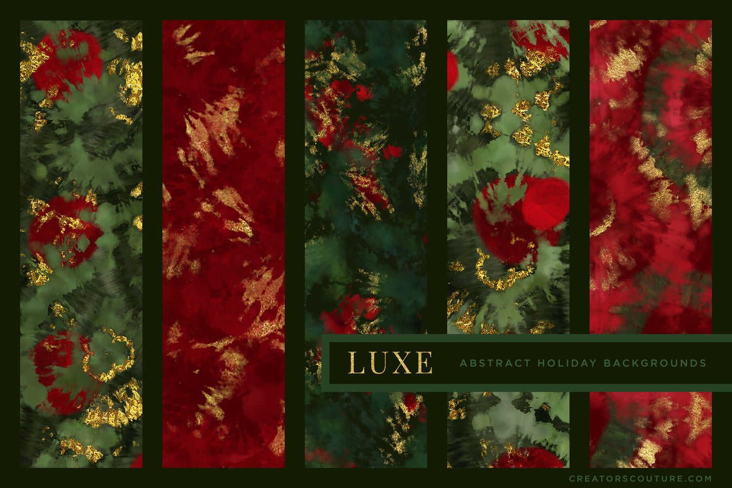 Luxe Christmas: Abstract Holiday Painted Backgrounds, previews 2