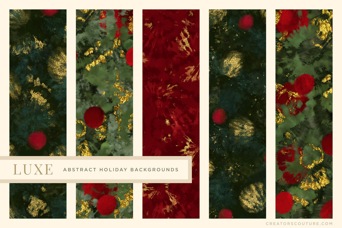 Luxe Christmas: Abstract Holiday Painted Backgrounds, previews 3