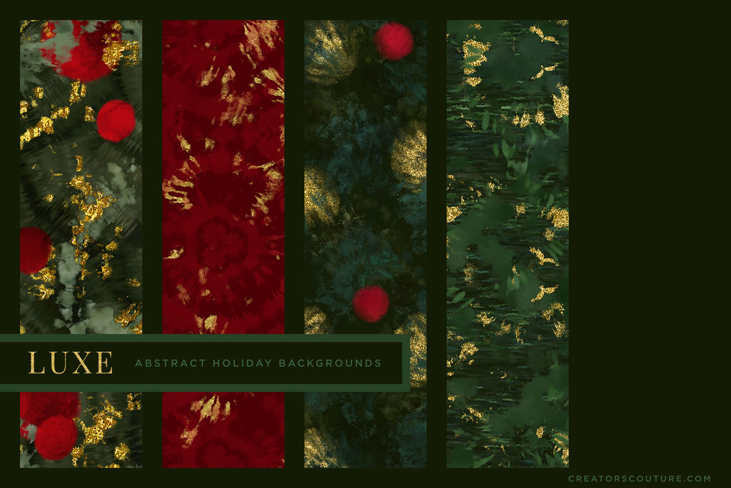 Luxe Christmas: Abstract Holiday Painted Backgrounds, previews 5