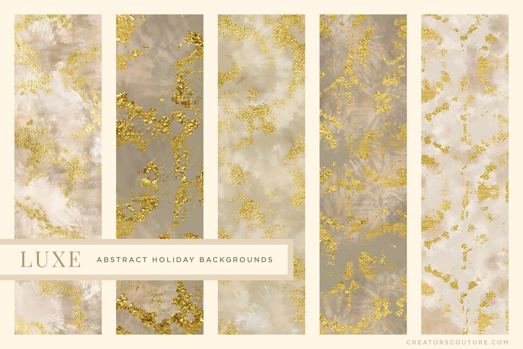 Luxe Christmas: Abstract Holiday Painted Backgrounds, white and gold marbled designs