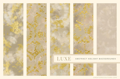 Luxe Christmas: Abstract Holiday Painted Backgrounds, white and gold marbled papers 2