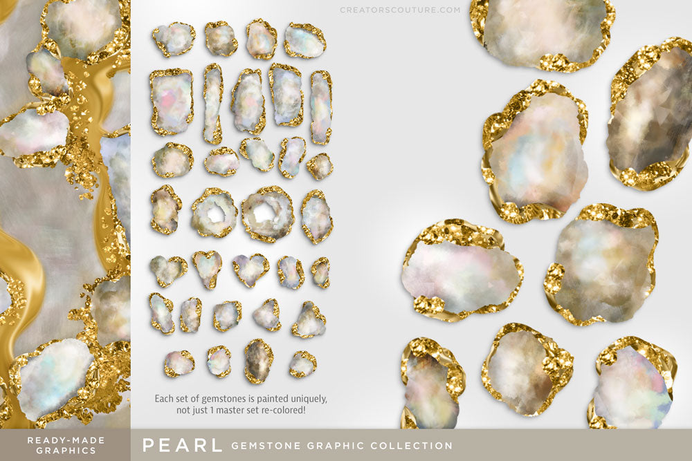 Luxe Illustrated Gemstones: Jewel, Crystal, Birthstone, & Gem Artwork