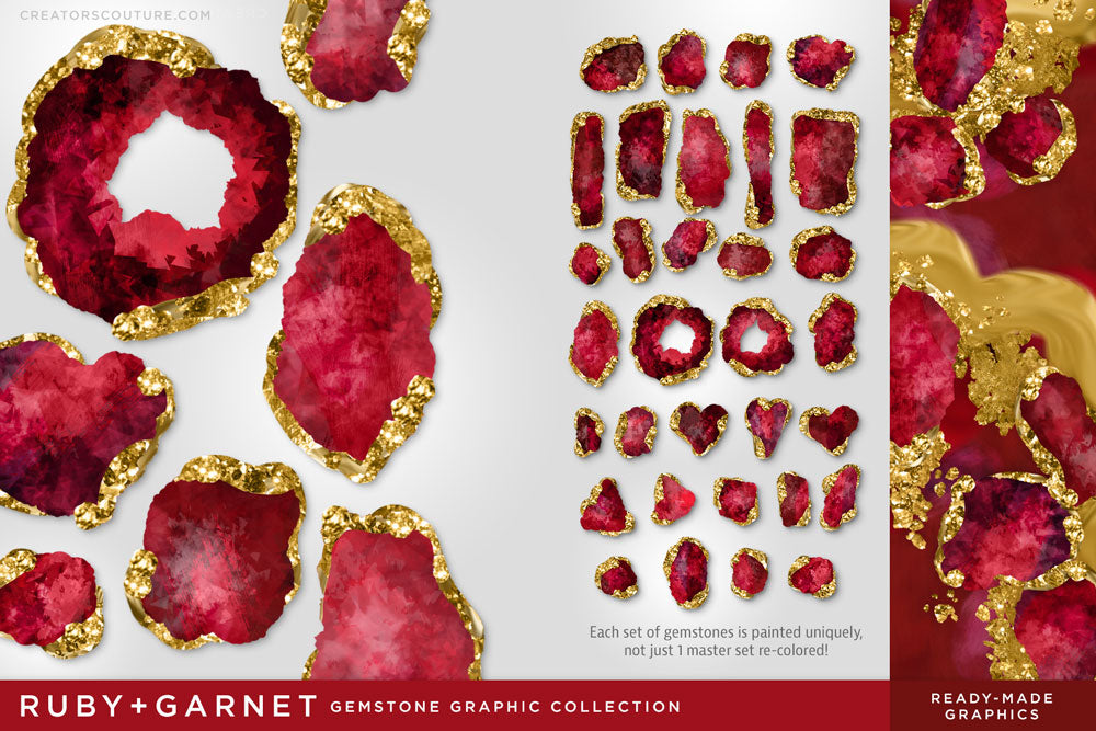 Luxe Illustrated Gemstones: Jewel, Crystal, Birthstone, & Gem Artwork