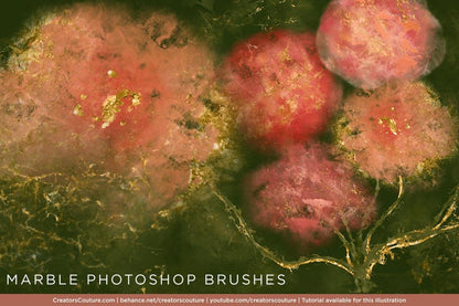 sample illustration of artistic abstract roses and flowers created exclusively with marble photoshop brushes