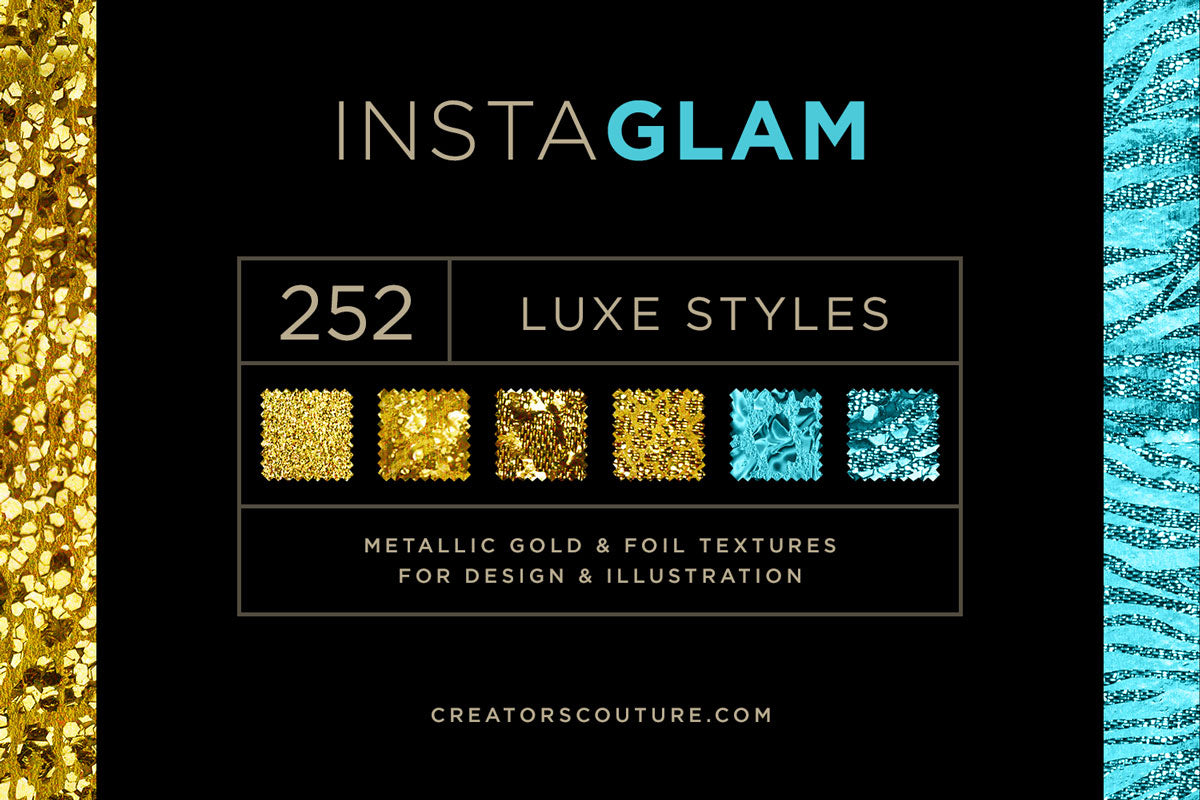 Gold Foil & Metallic Gold Styles & Textures: InstaGLAM for Illustrator