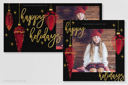 holiday card design with smooth gold foil metallic accents