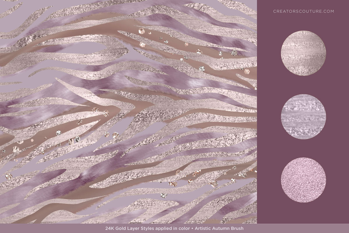 purple leopard pattern with metallic gold paint style applied in purple color
