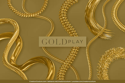 metallic 3d shiny and textured gold brush effects - photoshop brushes that look like realistic gold 3d chains