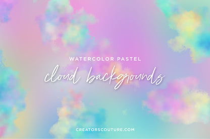 Ethereal Pastel Clouds Digital Watercolor Backgrounds cover image
