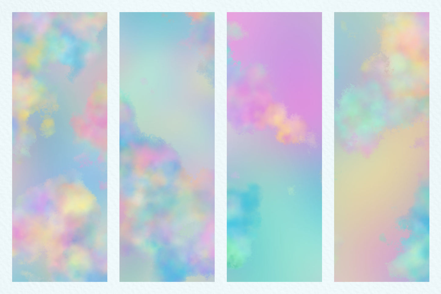 Ethereal Pastel Clouds Digital Watercolor Backgrounds, preview sheet