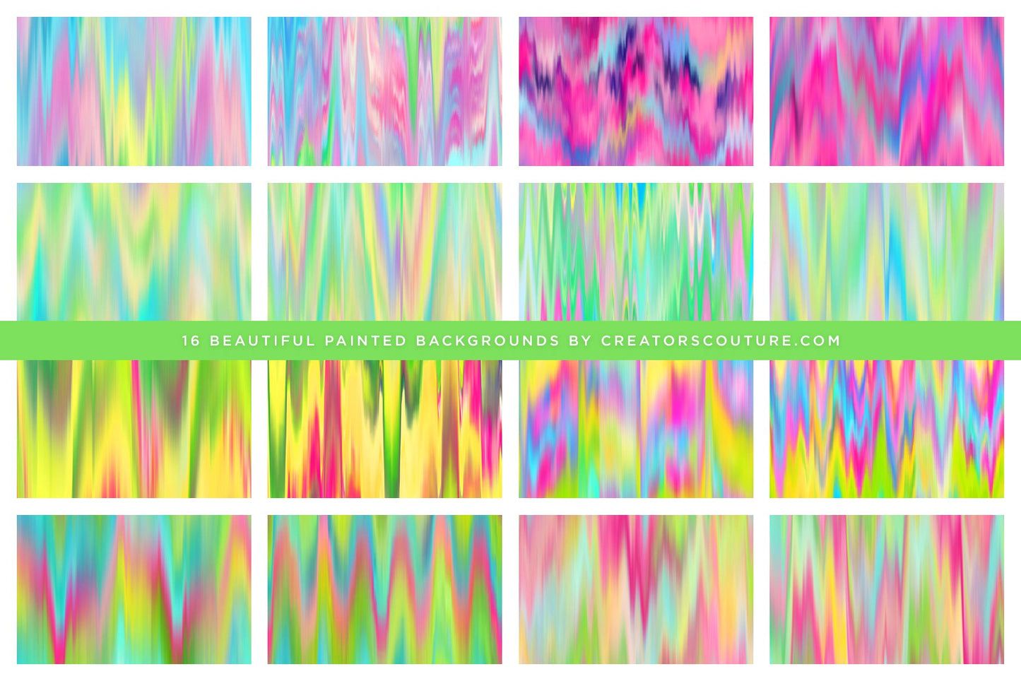 Ikat Inspired 'Palm Beach' Wet Paint Digital Backgrounds, preview sheet 2