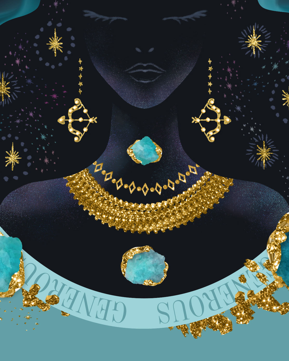 Zodiac Queen | Luxe Birthstone Printable Art | Digital Download