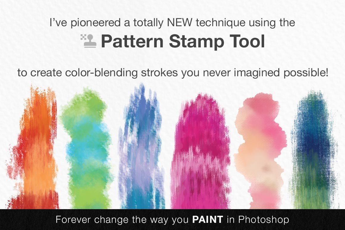 Impressionist Color Blending Photoshop Brushes featuring the pattern stamp tool