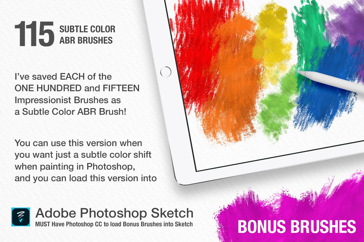 Impressionist Color Blending Photoshop Brushes, use with adobe Fresco image