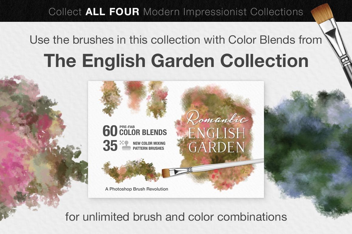 Impressionist Color Blending Photoshop Brushes, english garden collection