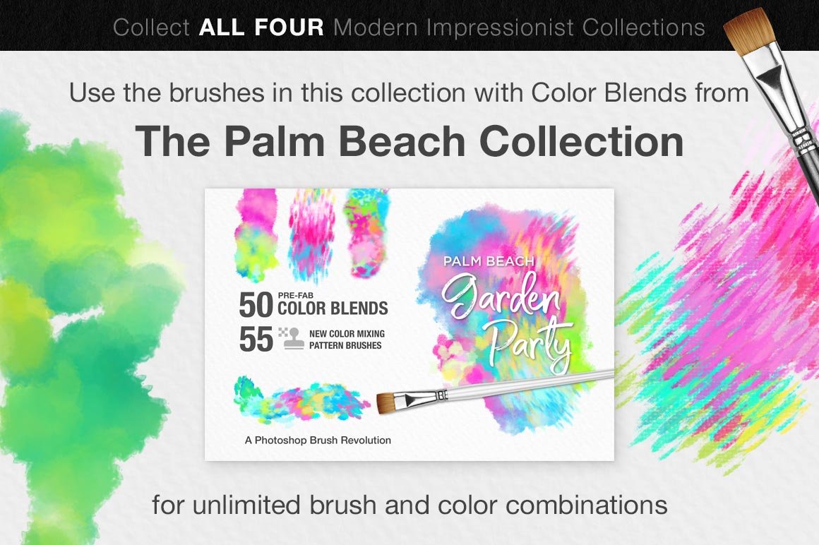 Impressionist Color Blending Photoshop Brushes, palm beach collection