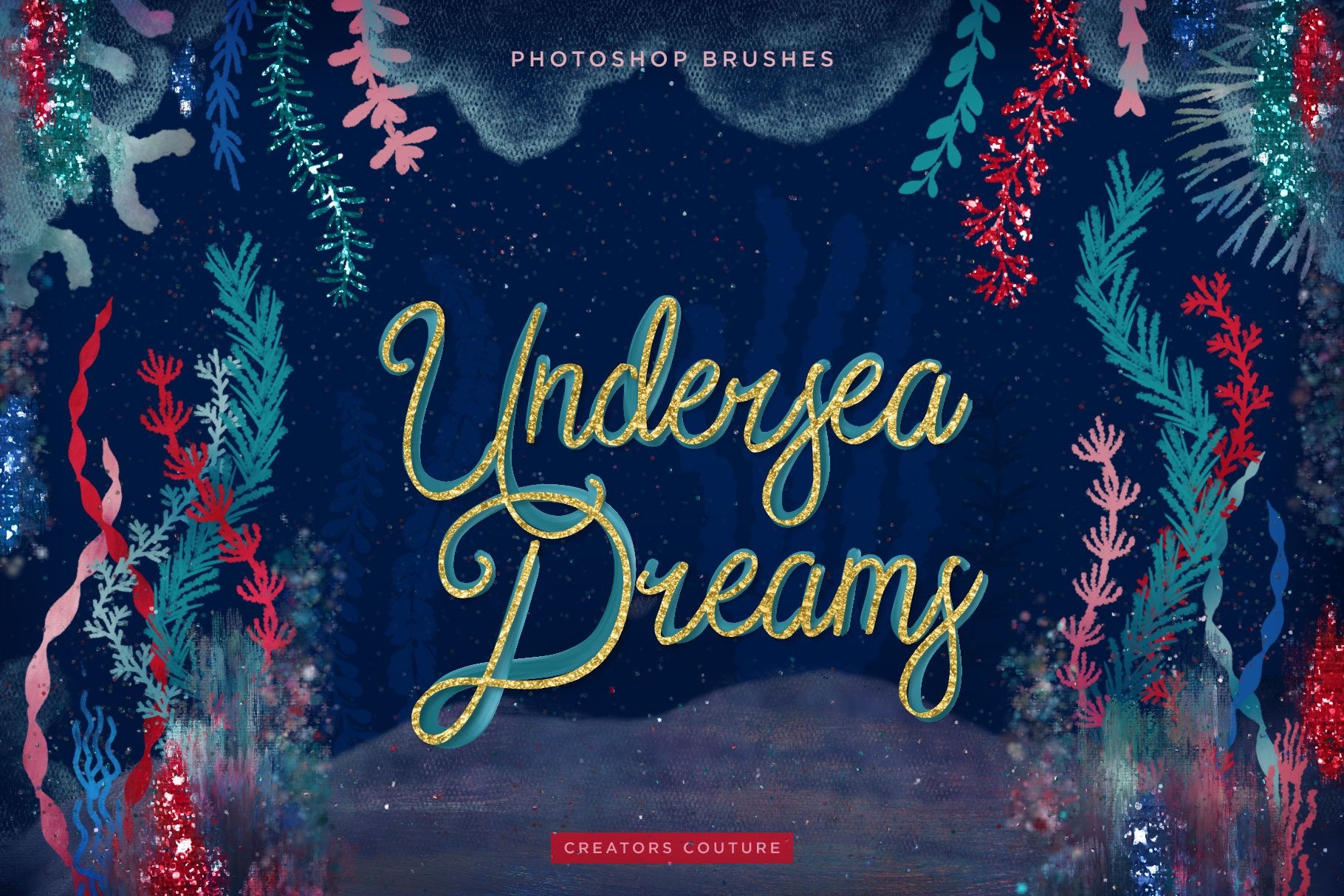 Seaweed & Coral Dreamy Hand Illustrated brushes for Photoshop, cover image design