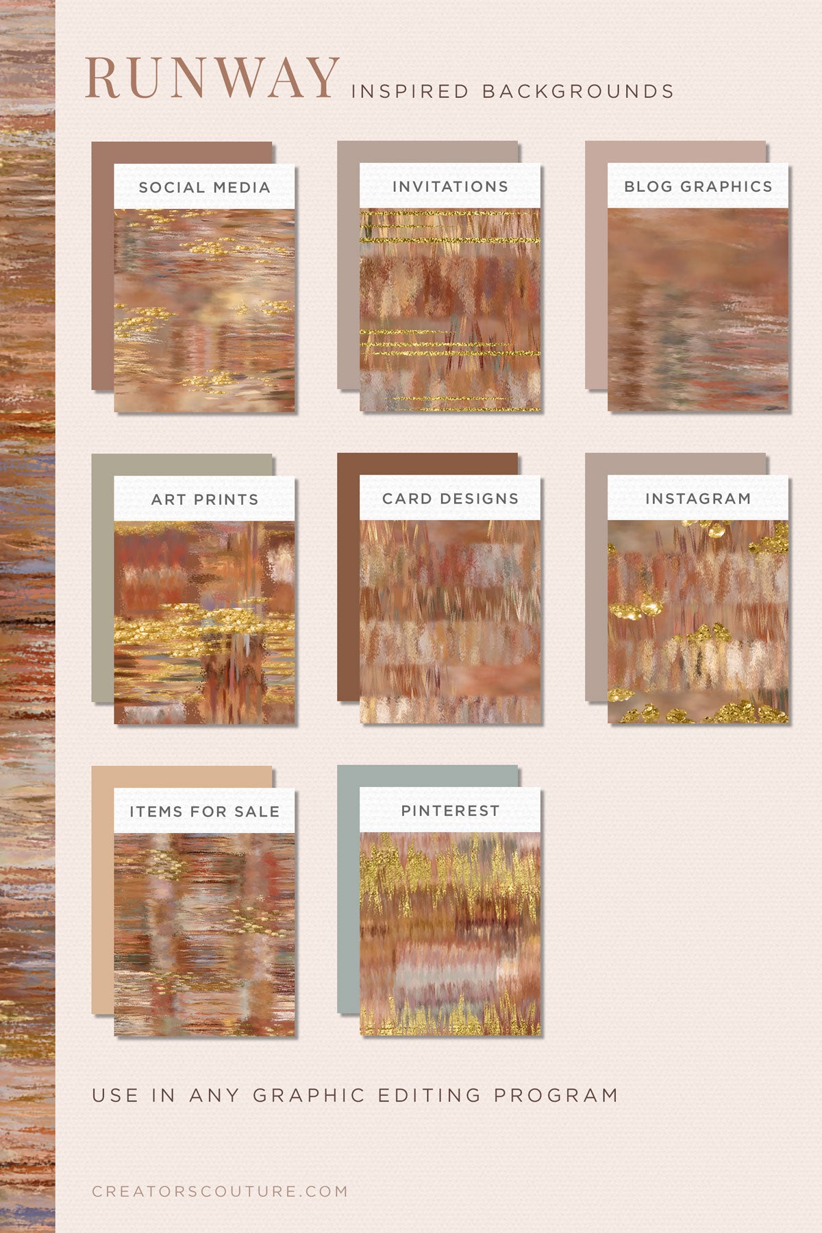 Earthy, Couture-Inspired Textile Digital Papers, preview sheet