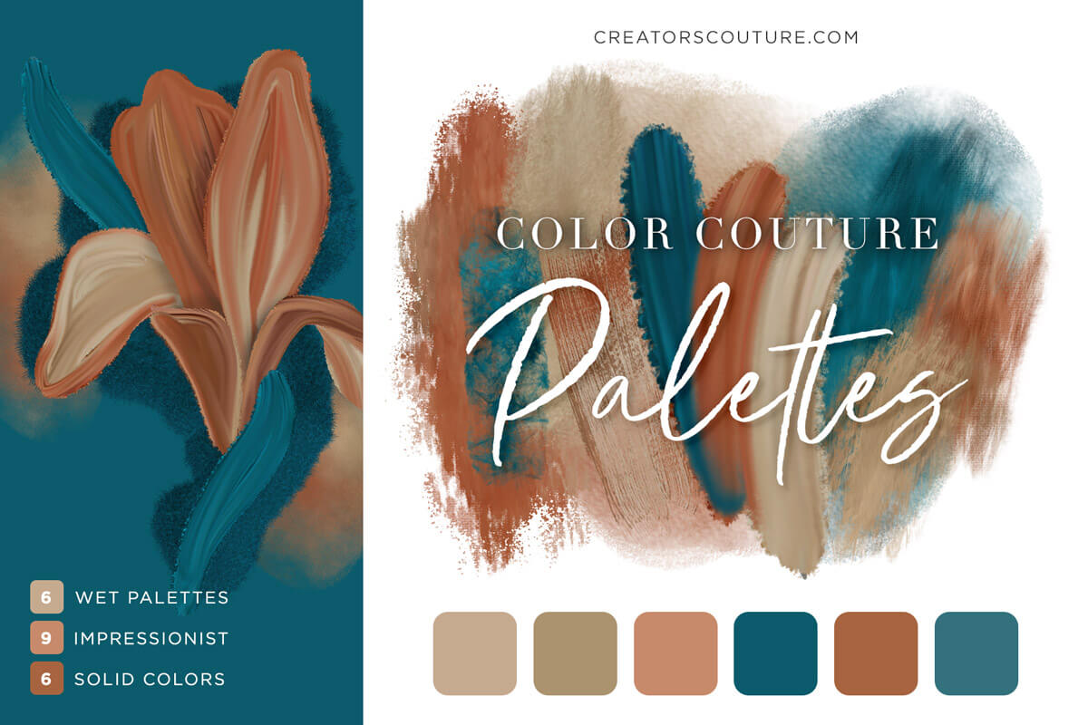 teal and peach luxury color palette for photoshop