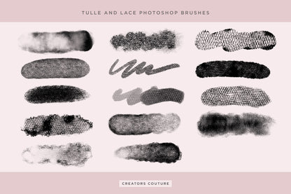 Artistic Tulle and Lace Fashion Inspired Photoshop Brush preview sheet