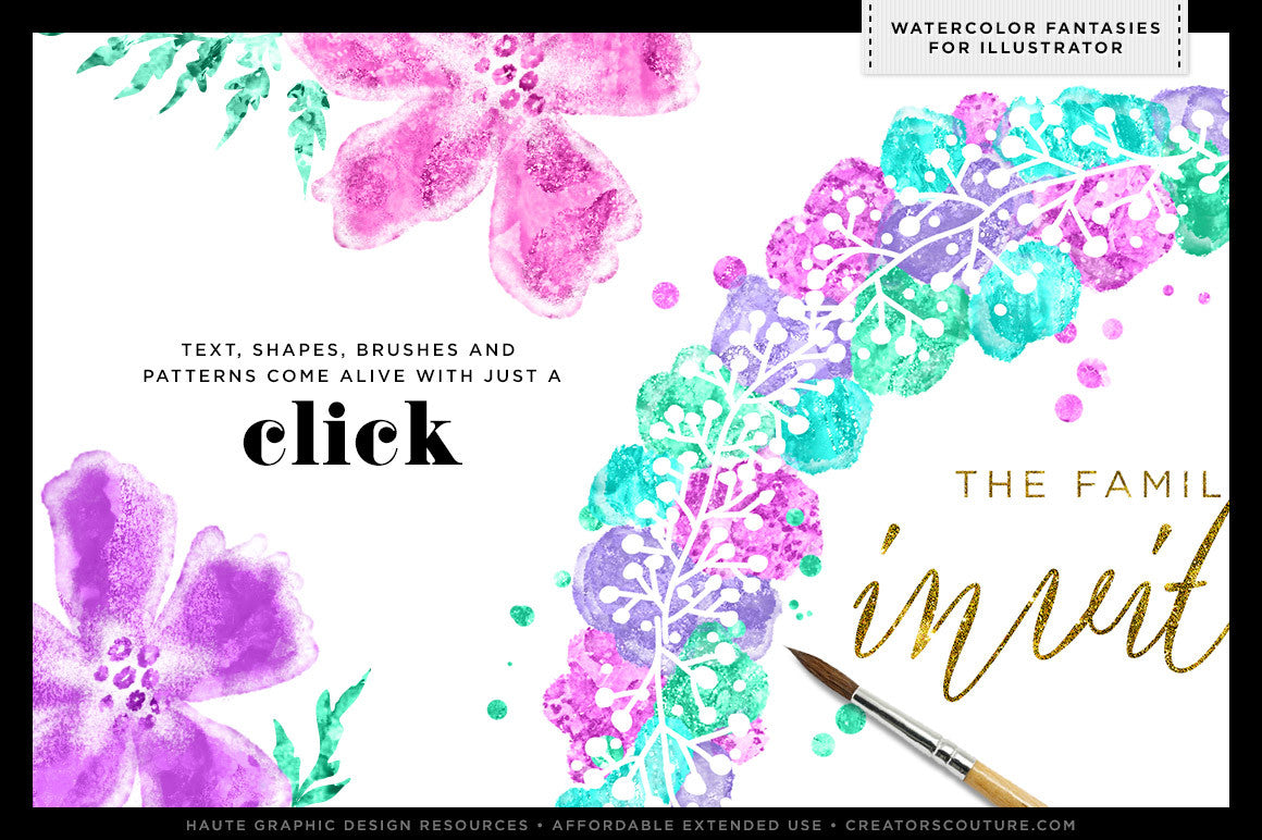 Watercolor Fantasies: Shimmery Watercolor Styles for Illustrator, sample illustration use