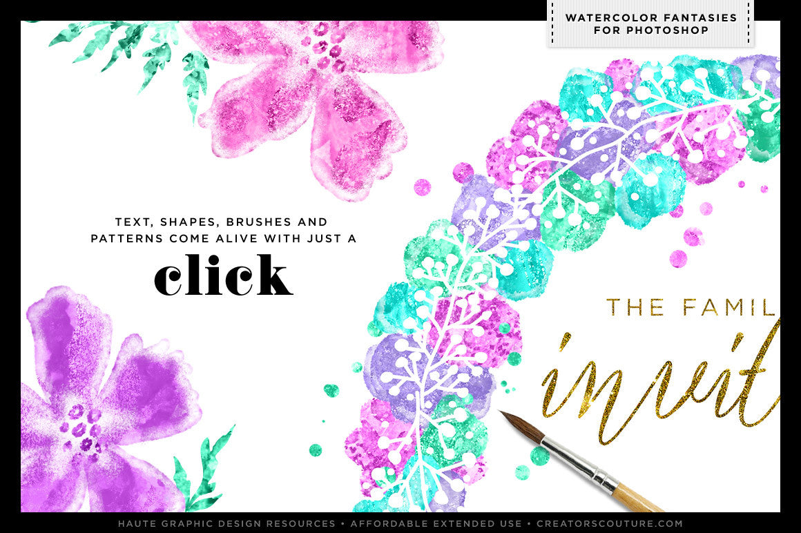 Watercolor Fantasies: Shimmery Watercolor Styles for Photoshop, sample uses